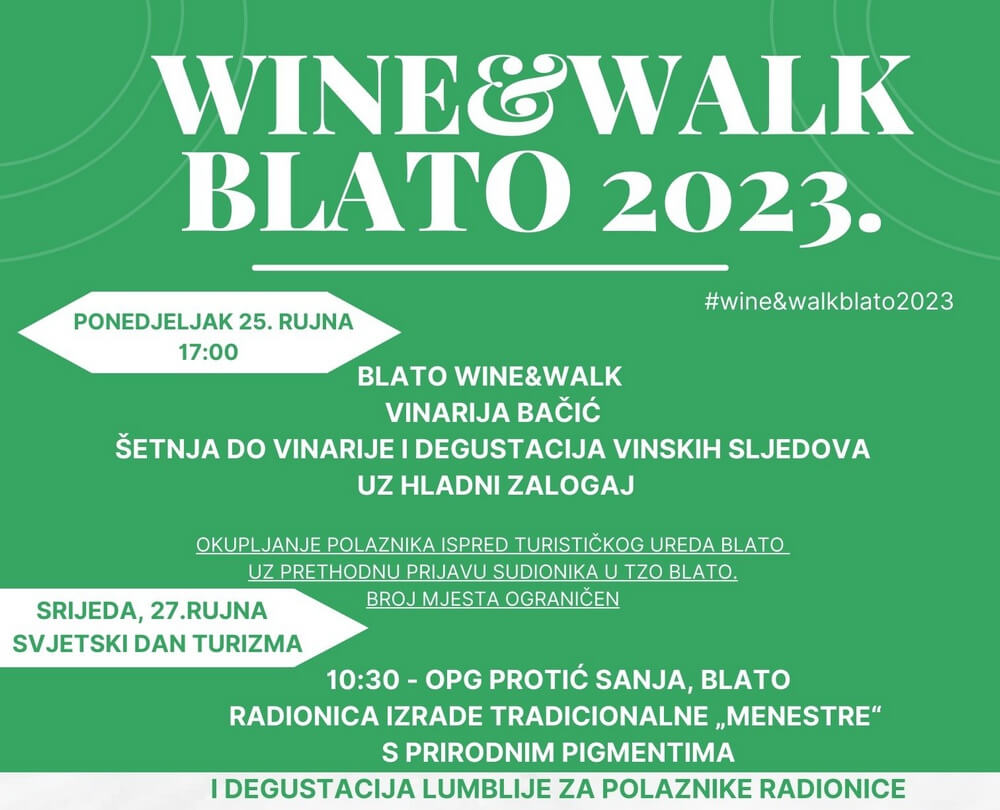 Blato Wine & Walk - Svjetski dan turizma 2023.